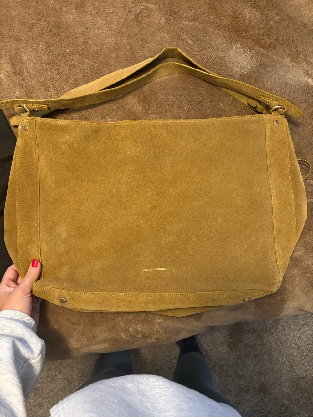 Rebecca Minkoff Camel Suede Shoulder Hobo Bag NWT - Picture 6 of 6